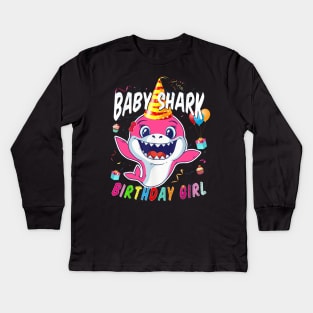 Birthday Girl Baby Shark T-Shirt Kids Long Sleeve T-Shirt